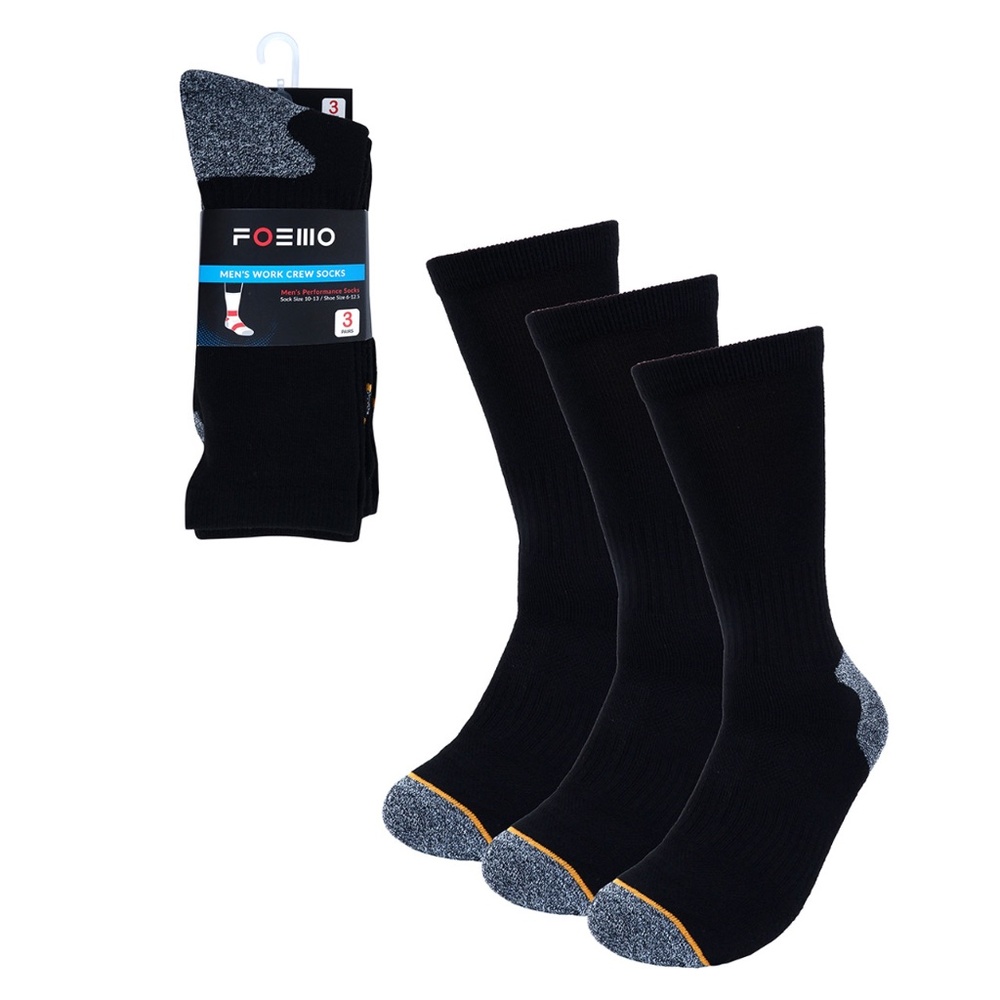 3pk black Foemo work crew socks